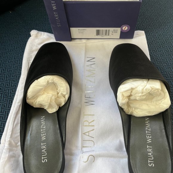 Stuart Weitzman Mulearky Black Satin 39.5 (w)/9W - Picture 4 of 4